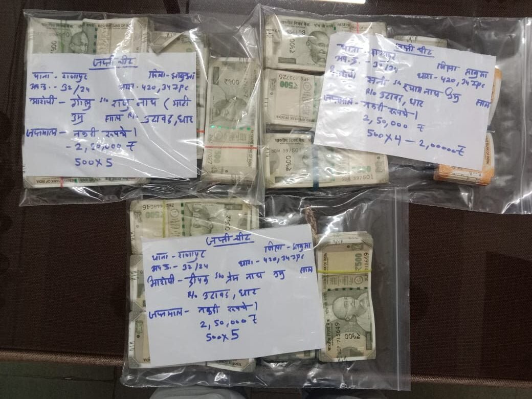 8 लाख की ठगी, जमीन में गड़े धन का लालच दिया . 1 8 लाख की ठगी को दिया अंजाम अब चढ़े पुलिस के हत्थे ।