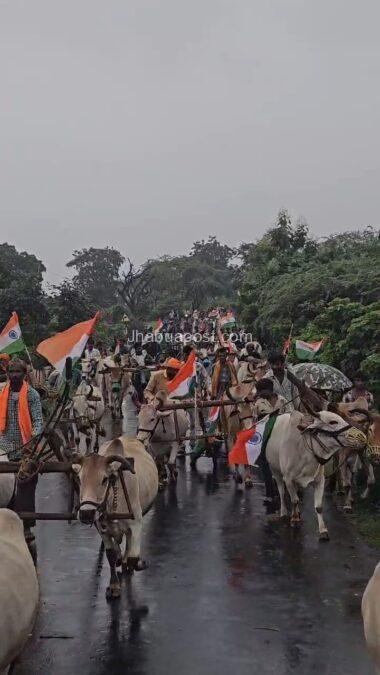 Bjp kisan morcha ने निकाली तिरंगा यात्रा, झमाझम बारिश, सजी बैलगाड़ी और कंधे पर हल 3 Bjp kisan morcha Tiranga yatra